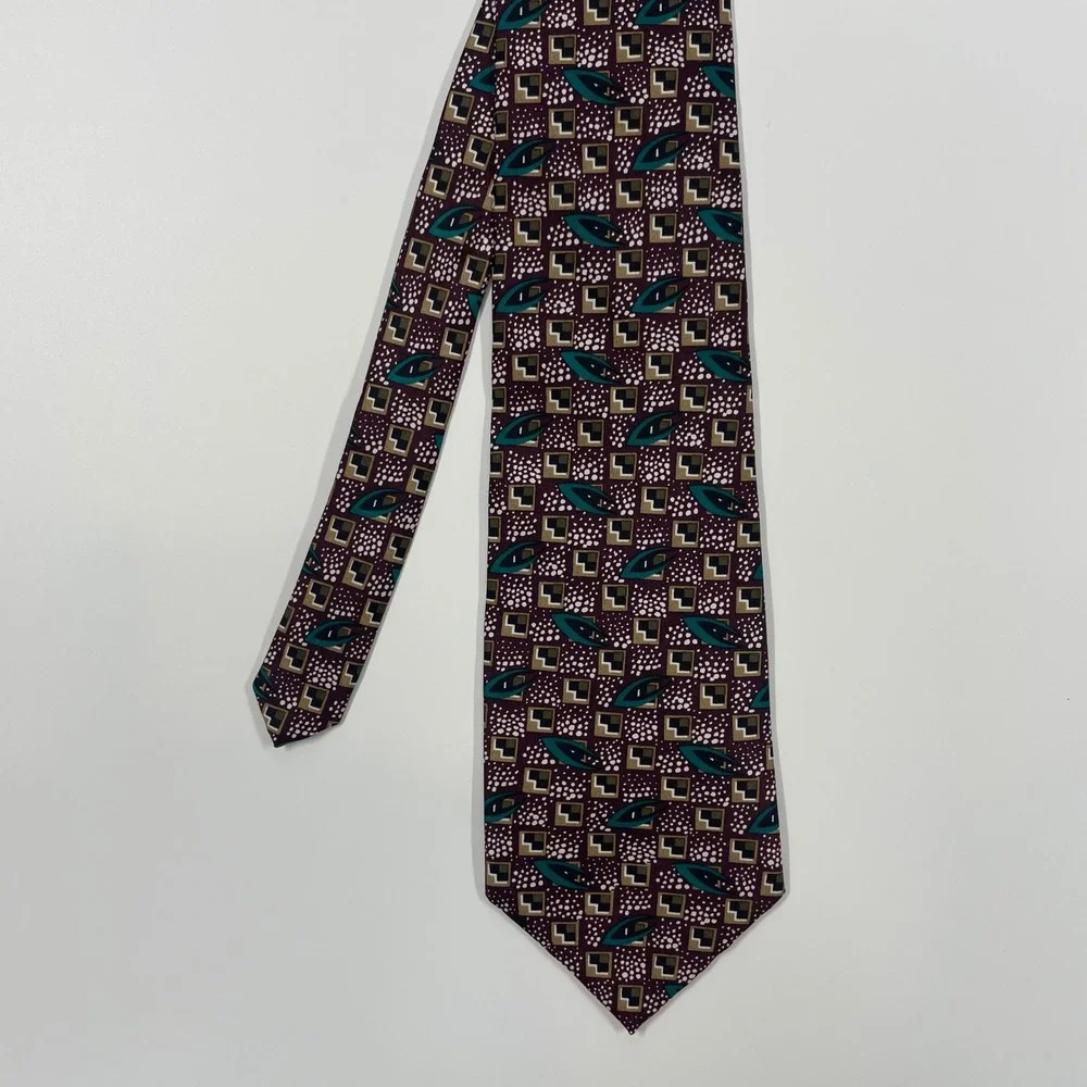Kuppenheimer Burgundy Geometric Silk Necktie Mens OSFA